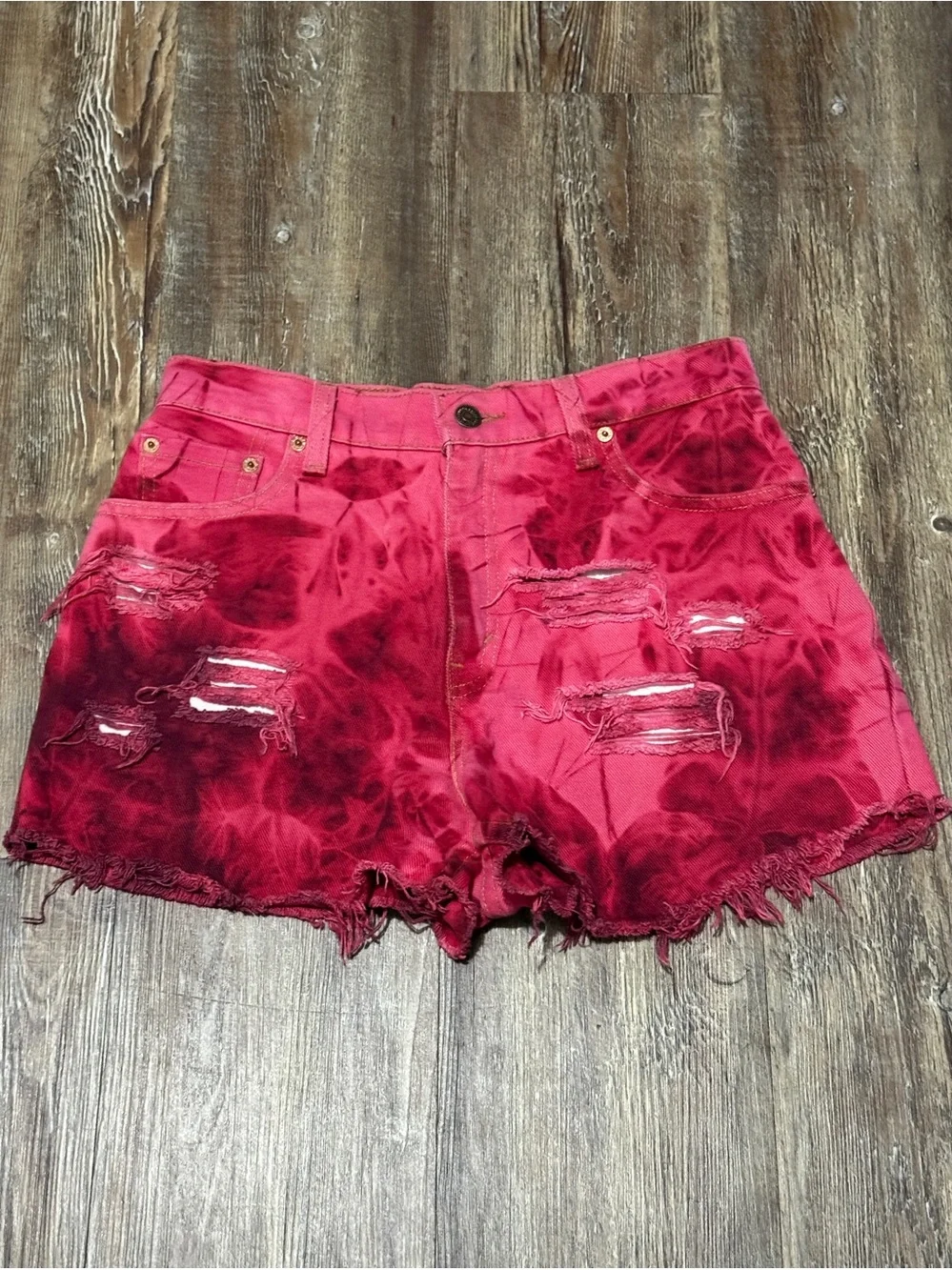 Vintage Levi's 550 Relaxed Fit Tapered Leg Shorts Women's 8 High Rise Tie Dye